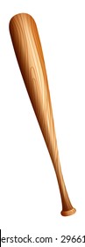 Wooden baseball bat on white illustration