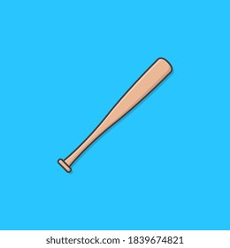 Wooden Baseball Bat Vector Icon Illustration. Wooden Sticks For Baseball Flat Icon
