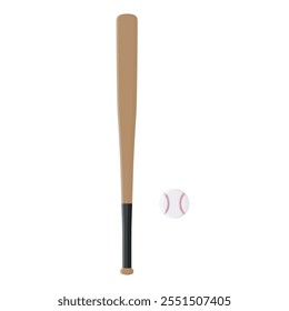 Wooden baseball bat vector illustration on white background. Baseball is a popular sport. Baseball collection.