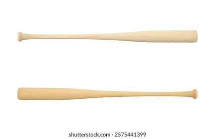 Wooden baseball bat in vector on white background.A baseball bat made of wood in a vector.Baseball bat vector.Baseball bat background.