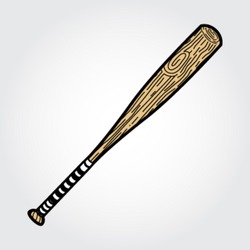 Wooden Baseball Bat With White Tape And Texture Lines