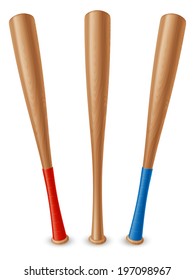 Wooden baseball bats. 