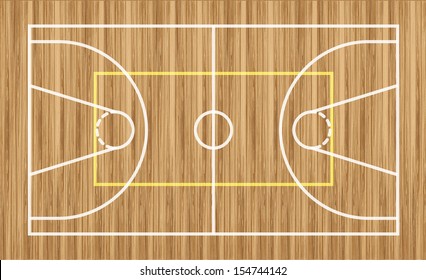 Wooden basketball court