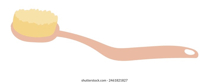 Holz Badebürste in flacher Ausführung. Bambus-Hautpflege-Zubehör für Massage. Vektorillustration isoliert.