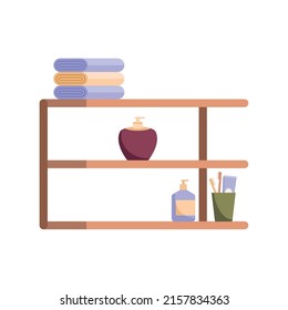 wooden bathroom shelf isolated icon