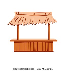 Wooden beach bar on white background. Vector illustration. Sea elements for greeting cards, decoration, magazines, banners, menu, patterns and designs