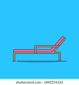 Wooden Beach Bed Vector Icon Illustration. Beach Lounger Flat Icon