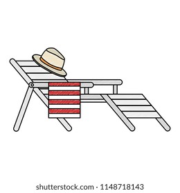 wooden beach chair with hat