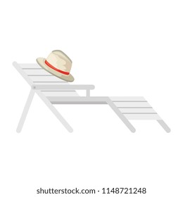 wooden beach chair with hat