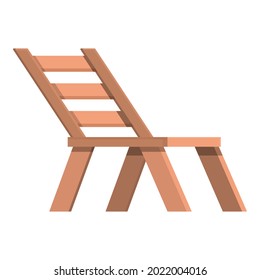 Wooden beach chair icon cartoon vector. Wood chaise lounge. Summer deck