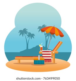 wooden beach chair on a beach landscape design