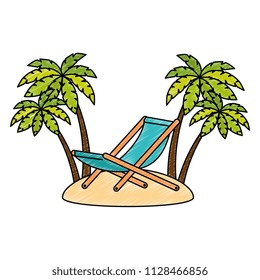 wooden beach chair with seascape