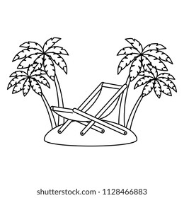 wooden beach chair with seascape