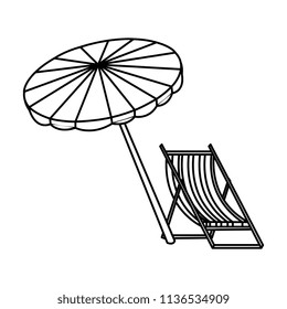 wooden beach chair with umbrella