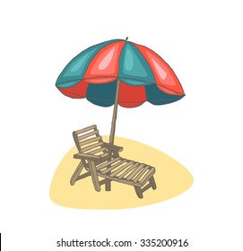 wooden beach chaise longue - Illustration