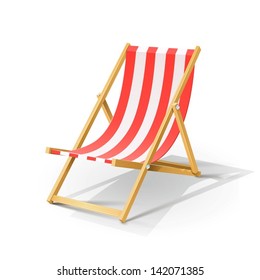 wooden beach chaise longue vector illustration isolated on white background EPS10. Transparent objects and opacity masks used for shadows and lights drawing