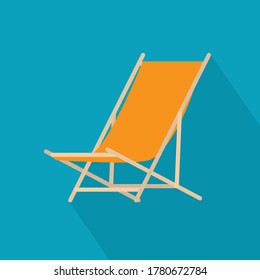 Wooden Beach Sun Deck Chair Icon- Vector Illustration