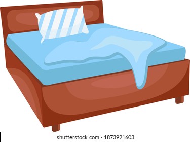 Wooden bed, illustration, vector on white background