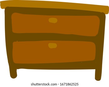 Mesa de noche de madera, ilustración, vector sobre fondo blanco.