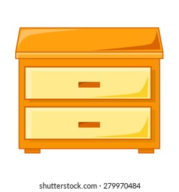 Wooden bedside table isolated illustration on white background