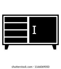 Wooden bedside table or nightstand icon for home interior
