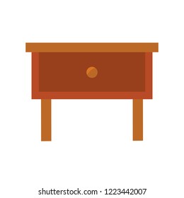 wooden bedside table on white background