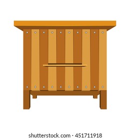 Wooden bee hive isolated on white background.