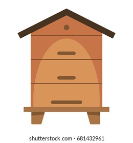 Wooden Beehive flat cartoon icon