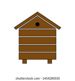 Wooden beehive icon in cartoon style. illustration for design and web isolated on white background.