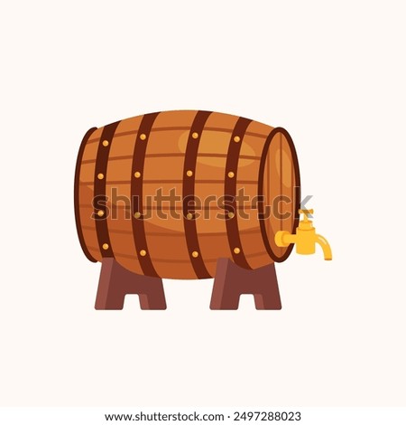 Wooden beer barrel illustration. Vector flat style