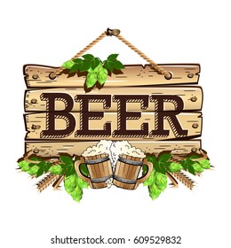 Wooden beer barrel still life 