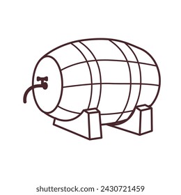 Wooden beer barrel. Vector illustration  on a white background.