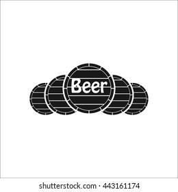 Wooden beer barrels sign simple icon on background