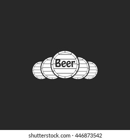 Wooden beer barrels sign simple icon on background