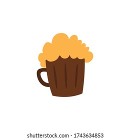 Wooden beer glass icon over a white background - Vector