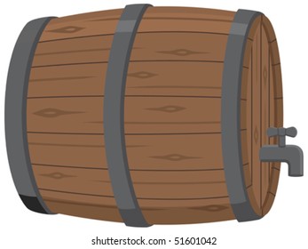 Wooden Beer Keg With Spout Vector