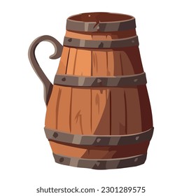 Wooden beer mug for celebration icon isolated