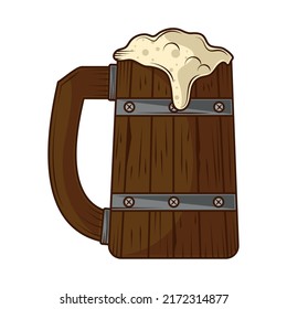 wooden beer mug icon flat isolated