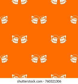 Wooden beer mugs pattern repeat seamless in orange color for any design. Vector geometric illustration