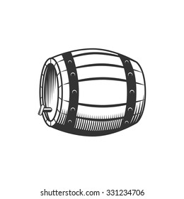 Wooden beer wine barrel isolated on a white background
