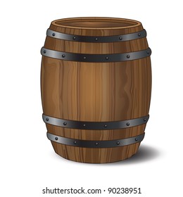 A Wooden Beer Or Wine Barrel On White Background. EPS10 Vector Format.
