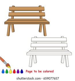 Wooden Bench to be colored, the coloring book for preschool kids with easy educational gaming level.