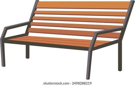 Wooden bench cartoon icon.. Outdoor street seat isolated on white background