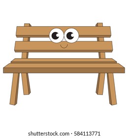 Wooden Bench cartoon. Outlined object with black stroke.