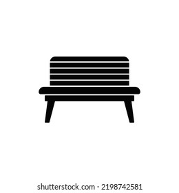  Wooden bench chair icon in black flat glyph, filled style isolated on white background