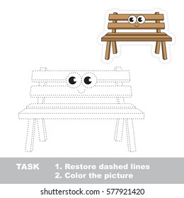 Wooden Bench. Dot to dot educational game for kids. Tracing worksheet to be colored.