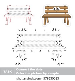 Wooden Bench. Dot to dot educational game for kids.