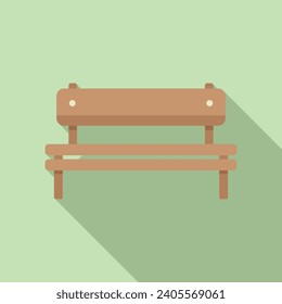 Wooden bench icon flat vector. Park plan space. Garden patio