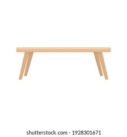 Wooden bench icon. Front view. Vector flat graphic illustration. The isolated object on a white background. Isolate.