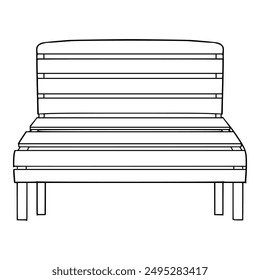 wooden bench illustration hand drawn outline isolated vector